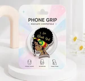 Black Girl Power MagSafe Phone Grip, Afrocentric Griptok, Melanin Girl Strength Magnetic Phone Holder, Powerful Afro Women Pop Socket, Afro Queen Kindle Accessory