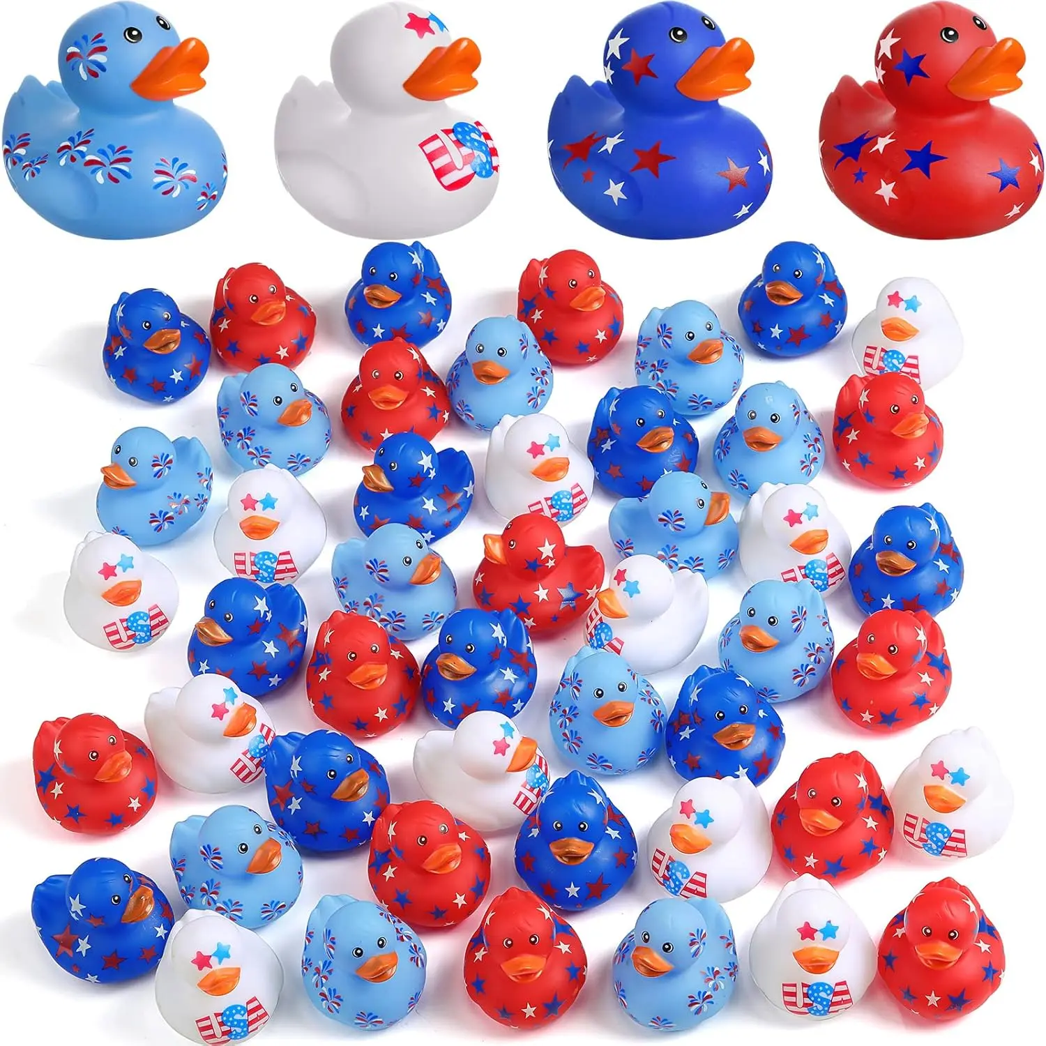 12 Pcs 2 Inch Patriotic Rubber Ducks Summer Small Shower Float Rubber Ducks Star Rubber Ducky for Bath Birthday Gifts Baby Showers Beach Pool 4th of July Independence Day