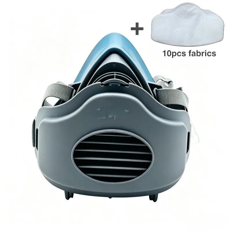 Reusable Silicone/rubber Respirator Mask with 10 Replacement Filter Pads, Dust-Proof Half Face Mask for Mining, Grinding, Construction