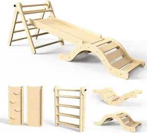 Pikler Triangle Set 6in1 Wooden Foldable Climbing Indoor Set with Arch, Ramp, Ladder