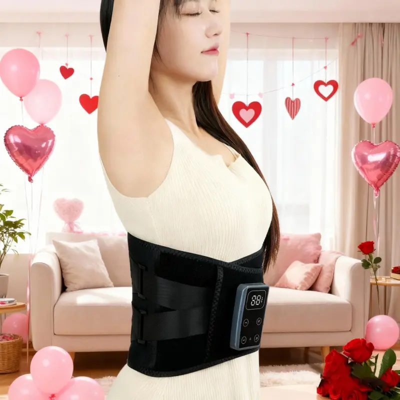 Wireless Heated Waist Massager Belt, 5 Heat Settings, Wearable, Can Be Worn Under Clothes, USB Rechargeable, Ideal Valentine's Gift