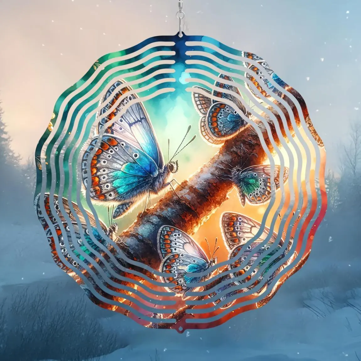 3D Kinetic Butterflies Wind Spinner, 360° Rotating Wind Sculpture, Indoor & Outdoor Hanging Garden Decoration