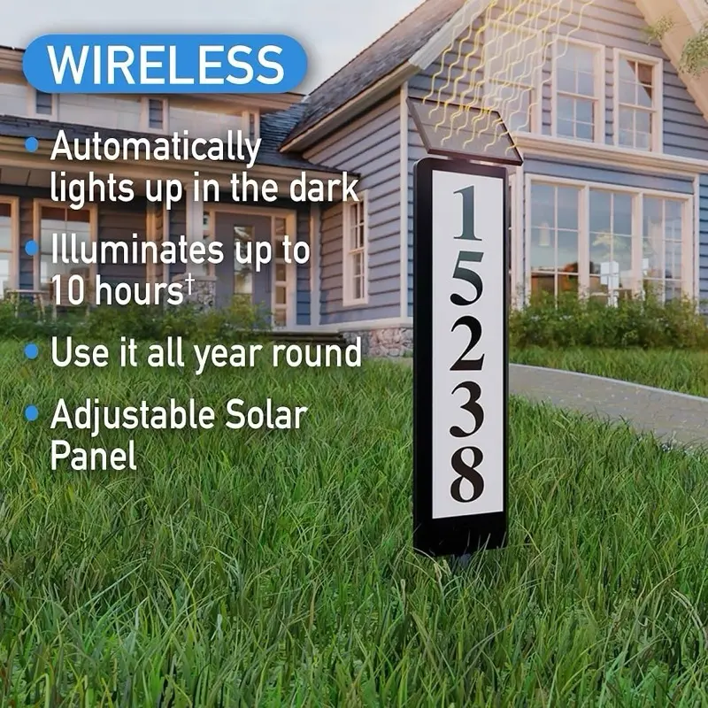 Aluminium Solar Powered Address Light with Flowers - 360-Degree LED House Number Plaque, Auto-Adjustable Solar Sign for Home Decor, 40 Numbers (4X0-9) & 26 Letters (A-Z) Included