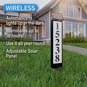 Solar Powered Address Light, 360-Degree LED House Number Sign, Automatic & Adjustable Solar Address Sign, Includes 40 Numbers 4 X (0 to 9) & 26 Letters (A to Z) Decor