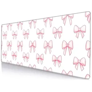 Pink Bowknot Pattern Mouse Pad, Rectangle Gaming Mouse Pad, Non-Slip Mousepad, Aesthetic Desk Mat for Office & Home Decor