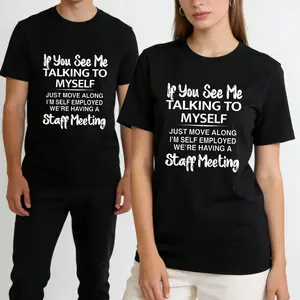 Plus Size Men's Short Sleeve Graphic Print If You See Me Talking to Myself T-shirt for Summer, Outdoor Sports Tees