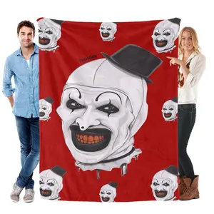 Terrifier Art The Clown Blanket Unisex Flannel Throw For Couch Bed Sofa |Scary Horror Fan Merch Gift For Men Women On Halloween Horror Night Movie Marathon Birthday Xmas Presents For Family Friend Home Decor