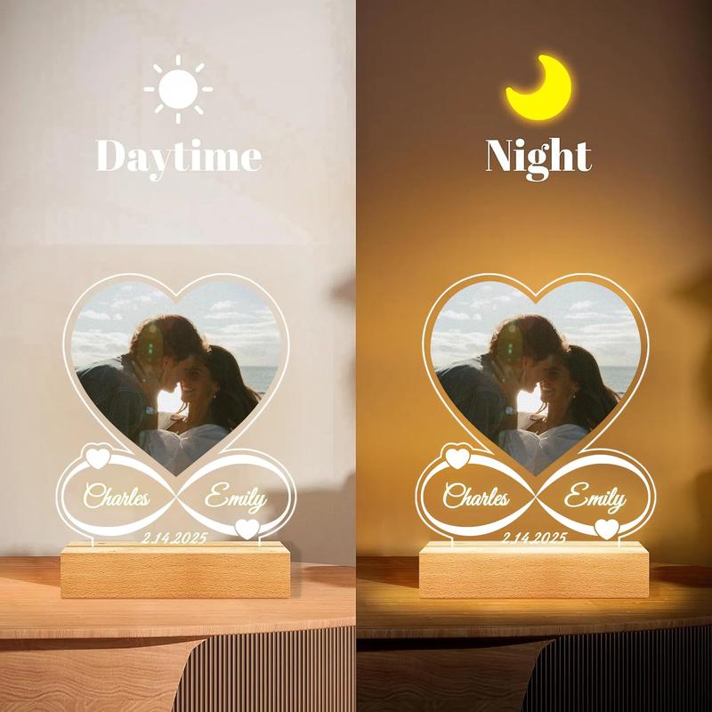 Personalized Acrylic Music Plaque Couple Picture Frames with Photo Night Light, Anniversary Gift for Women Men Him Her Girlfriend Boyfriend, Valentine's Day Bedroom Decor, Wedding Home Keepsake