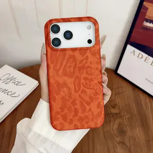 Brown Leopard Print iPhone Case for iPhone 17 16 15 Pro Max Aesthetic Shockproof Protective Cover