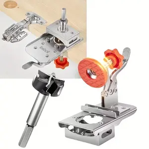 Stainless Steel Hinge Locator Drill Bit Set, Quick-Release Design & Precision Drilling Guide for Cabinets/kitchens/furniture