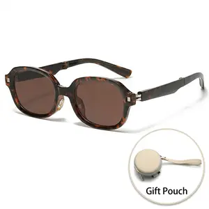 Women’s Compact Folding Sunglasses – Nylon UV Protection, Cushioned Nose Pads, Gift Pouch Included, Stylish Travel Sunglasses