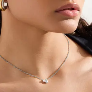 EVRY JEWELS Gold or Silver Plated Women's Hypoallergenic Toi et Moi Necklace