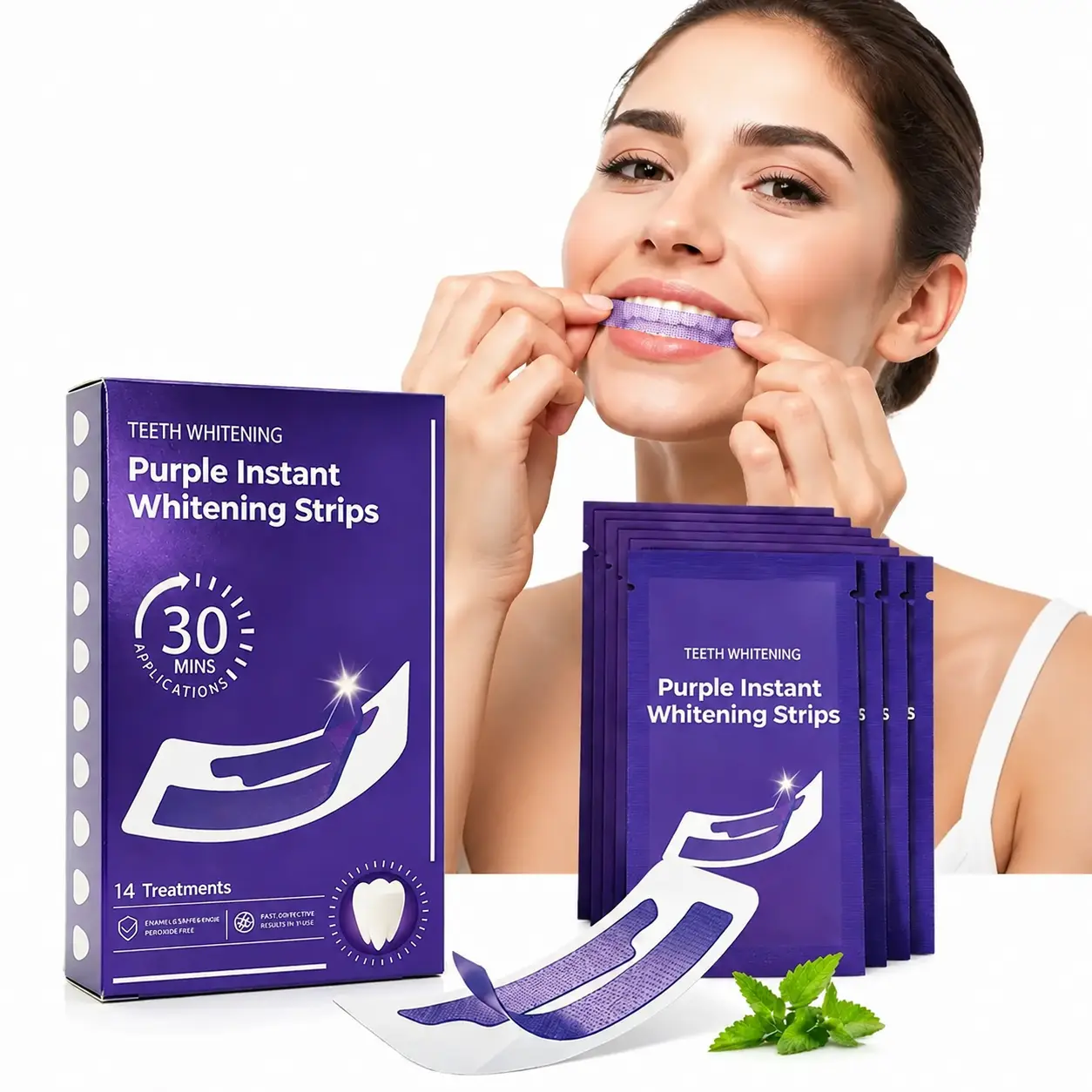 Teeth Brightening Strips 14 Treatments 28 PCS Whitening Sessions,Tooth Stain Treatment,Cleaner Strips,Teeth Brightening Booster Teeth Brightener Strips,,Peroxide-Free Enamel-Safe whiten