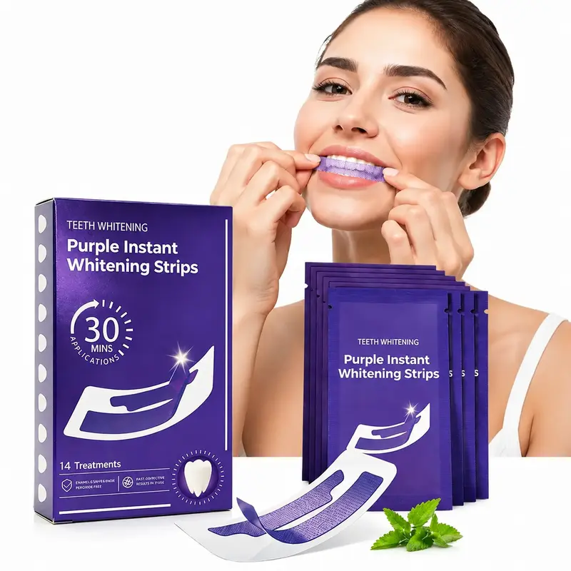 Teeth Brightening Strips 14 Treatments 28 PCS Whitening Sessions,Tooth Stain Treatment,Cleaner Strips,Teeth Brightening Booster Teeth Brightener Strips,,Peroxide-Free Enamel-Safe whiten