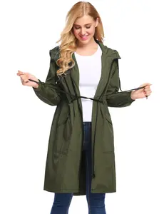 ZEAGOO Women's Waterproof Long Hooded Windbreaker, Lightweight Rain Coat for Travel, S-3XL