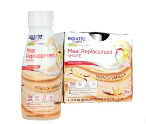 Equate Meal Replacement Shakes, Strawberries & Cream/ Creamy Milk Chocolate/ French Vanilla, 11 fl oz, 6 Ct