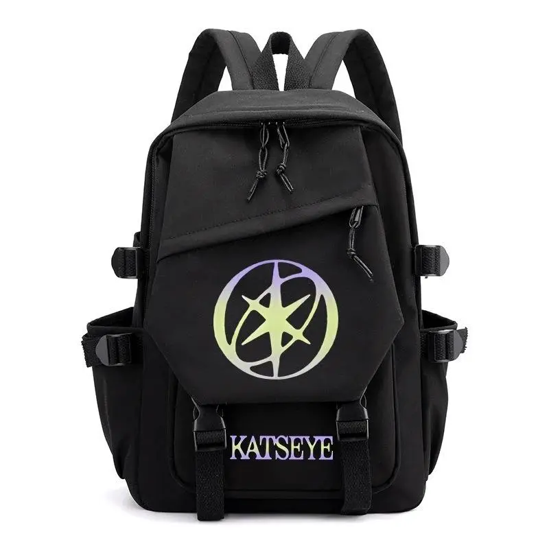 Gradient KATSEYEs Gradient Symbol Graphic Laptop Backpack Solid Black School Travel Casual Daypack with "Soft is Strong" Slogan PrintSymbol Graphic Laptop Backpack Solid Black School Travel Casual Daypack with "Soft is Strong" Slogan Print