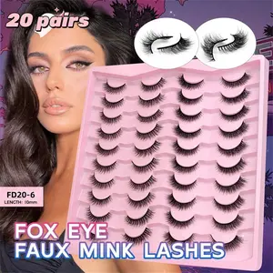 20 pairs of mixed shaped false eyelashes, new 3D fluffy and soft eyelashes, reusable, full eyelash extension makeup