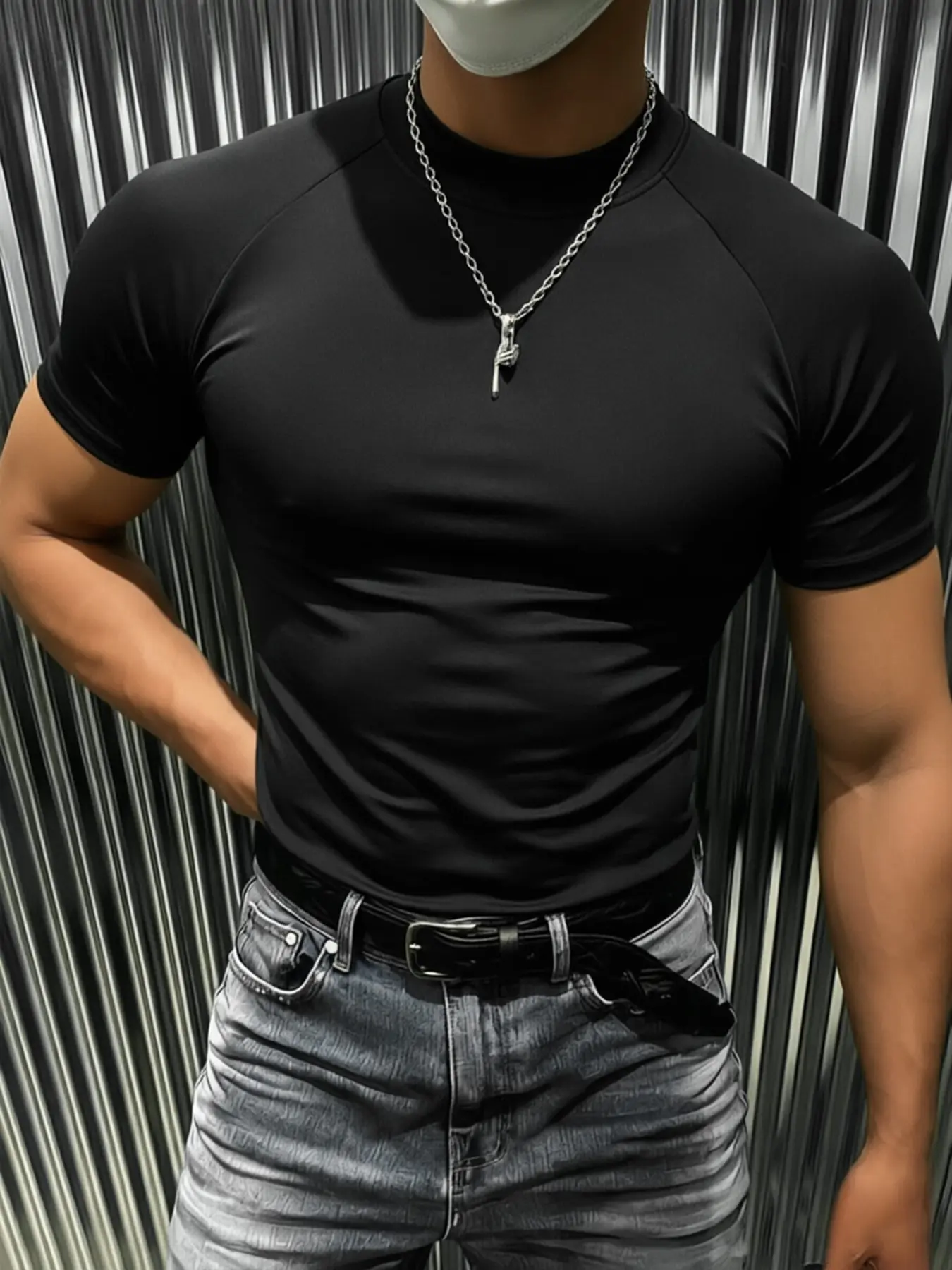 European Minimalist High Neck Plain Fitness Short Sleeve, High Elasticity Quick-Dry Breathable Fabric, Slim Fit for Gym Training, Fitness Apparel, Fitness Sport Top, Fitness T Shirt, Gym T Shirts