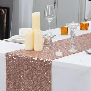 【Party Decoration】Rose Gold Sequin Table Runner  6/10 Packs 12 x 108 inches Rose Gold Sequin Table Runner, Glitter Runner for Birthday Party Supplies Christmas Decorations Wedding Bachelorette Holiday Celebration Bridal Shower Baby Shower