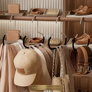 Premium Stainless Steel Hat Organizer Hangers - Reinforced Edges for Long-Term Use, Perfect for Storing Baseball Caps, Cowboy Hats, Beanies, and More. Heavy Duty Closet Storage Solution, Space Saving, Easy to Install, Holds Up to 6 Hats Securely