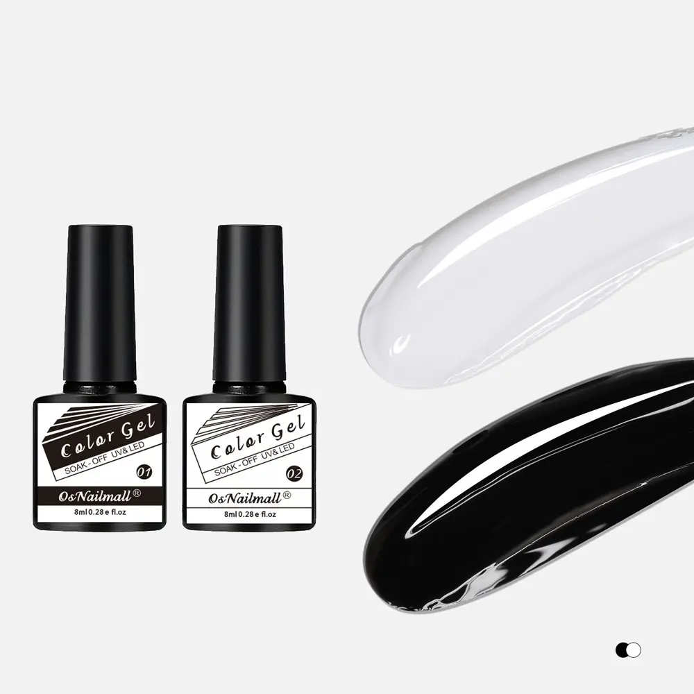 2pcs White & Black  Color Gel  UV LED Soak off Gel Polish Set, Nail Art for Home Salon DIY, Gel Nail Polish Sets, Professional Quality, Daily Use