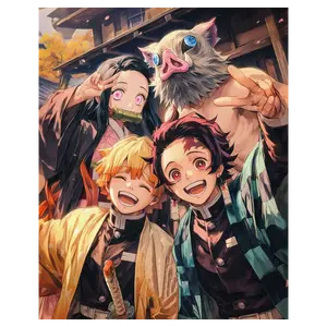 Tanjiro Kamado, Nezuko, Inosuke, Zenitsu Anime Poster, Demon Slayer Kimetsu No Yaiba Anime Posters