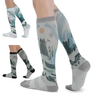 Compression Toe Socks for Men and Women Athletic Running Knee High Five Finger Socks