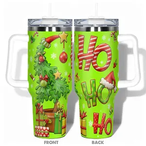 1pc, Christmas Cup 40oz/30oz/20oz/14oz Stainless Steel Vacuum Insulated Tumbler Green Christmas Funny Print  Stainless Steel Bottle Christmas Gifts, For Dad Son Women Mom Sisters Teacher Coworker Friend Brother