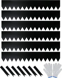 DAVYLINE 6-Pack Galvanized Steel Landscape Edging 40" L x 6.5" H Strips Hammer-in 16-Gauge Metal Edging with Black Powder Coating & 7 Clips & Gloves