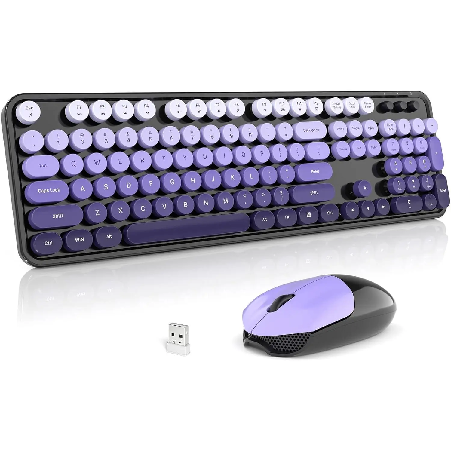 Keyboard and Combo, 2.4GHz Gradient Colorful Full-Size Retro Typewriter ...