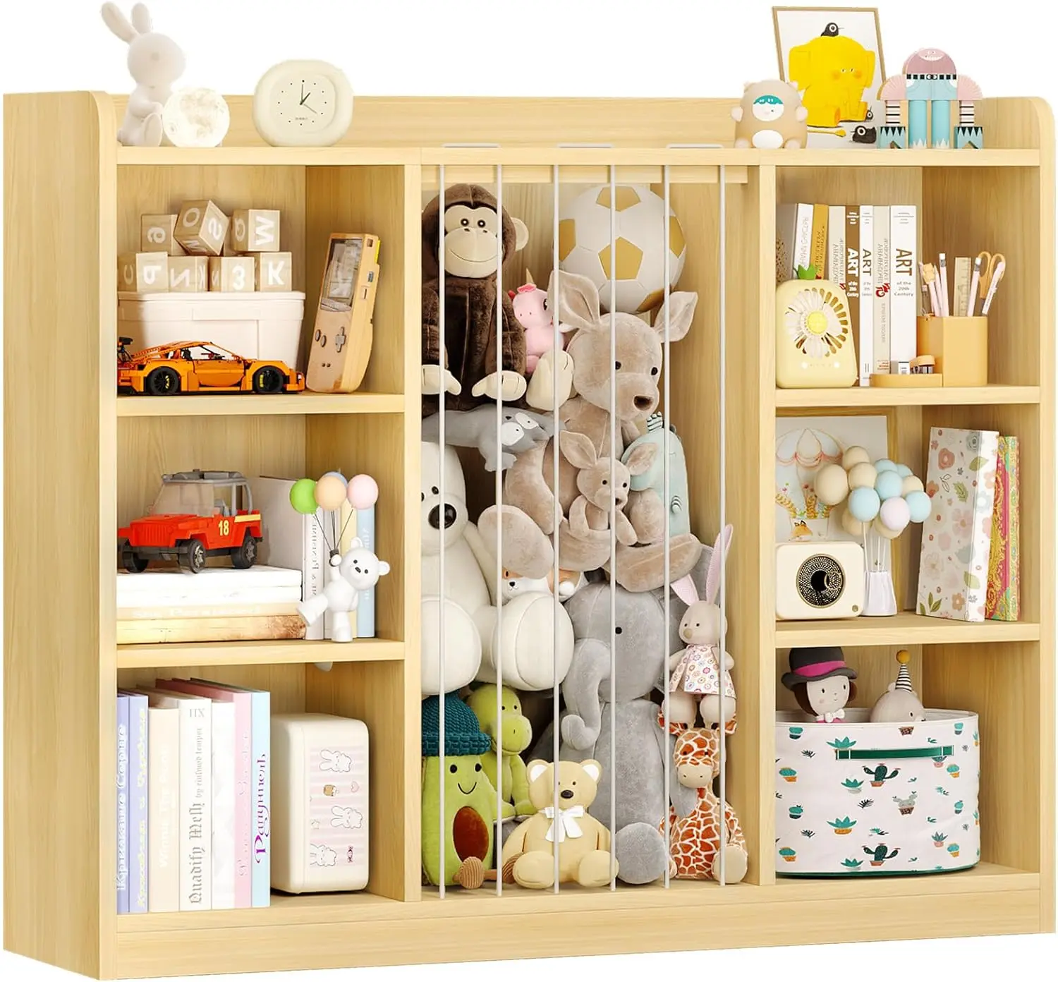 【SummerFinds】ONBRILL Toddler Stuffed Animal Zoo, Toy Storage Organizer for Playroom, Plush Toy Organizers and Storage, Book Shelf for Kids Rooms, Elastic Band Child Bookcase, Toy Shelf with 8 Storage Cubbies