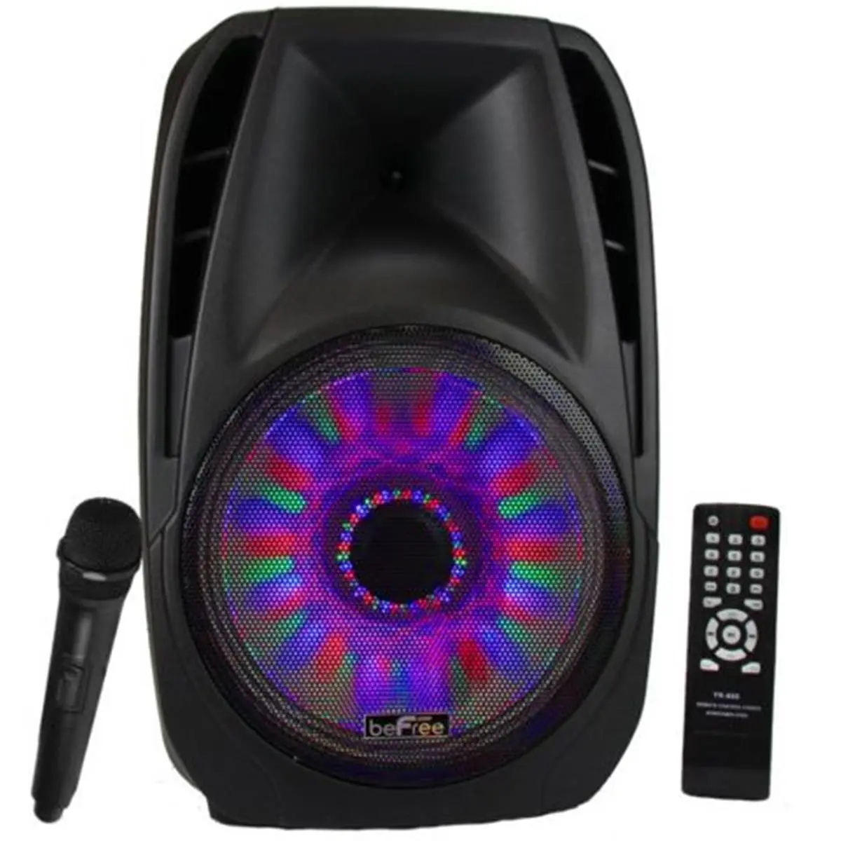 212 MAIN Portable 15 in. Bluetooth Tailgate Speaker with Sound-Reactive Lights, Volume-Reactive Lights, Audio Playback, Guitar Input, Aux Input, USB+SD Card Slot, Remote Control, Rechargeable Functionality