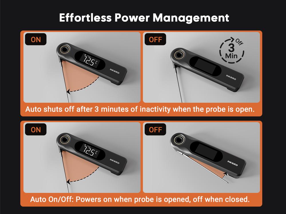 Mothersdaygift-INKBIRD dual-screen display 0.5-second rechargeable instant-reading meat thermometer, suitable for cooking and barbecuing; professional-grade 1.8-millimeter ultra-fine probe, IP65 level waterproof kitchen thermometer, Gill Smoker