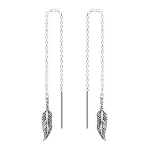 Feather Threader Chain Earrings
