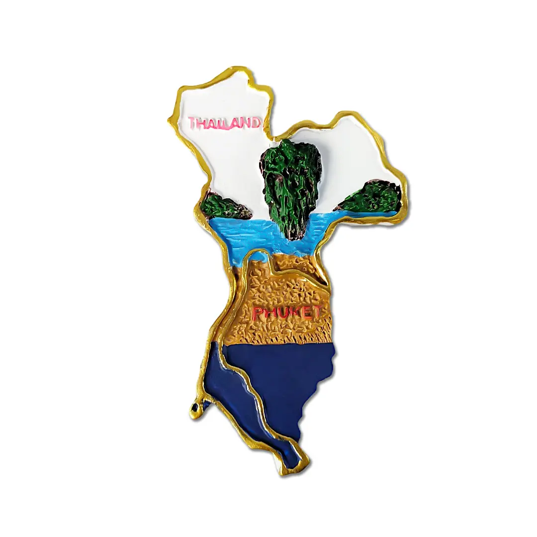 Classic Durable Resin Fridge Stickers - Thailand Phuket Phang Nga Bay Landscape Travel Souvenir Gift, Casual Home Decor for Kitchen-Door Use, Architecture-Themed Home Supplies Decorative Stickers
