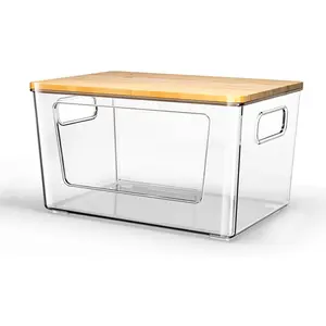 Trash Bag Holder with Bamboo Lid, Stackable Trash Bag Dispenser, Extra Large Garbage Bag Holder for Kitchen Laundry Room Under Sink Organization and Storage,girl stuff organizer Cover Plastic Silicone Bin Boxes Cabinet,pantry storage organizers