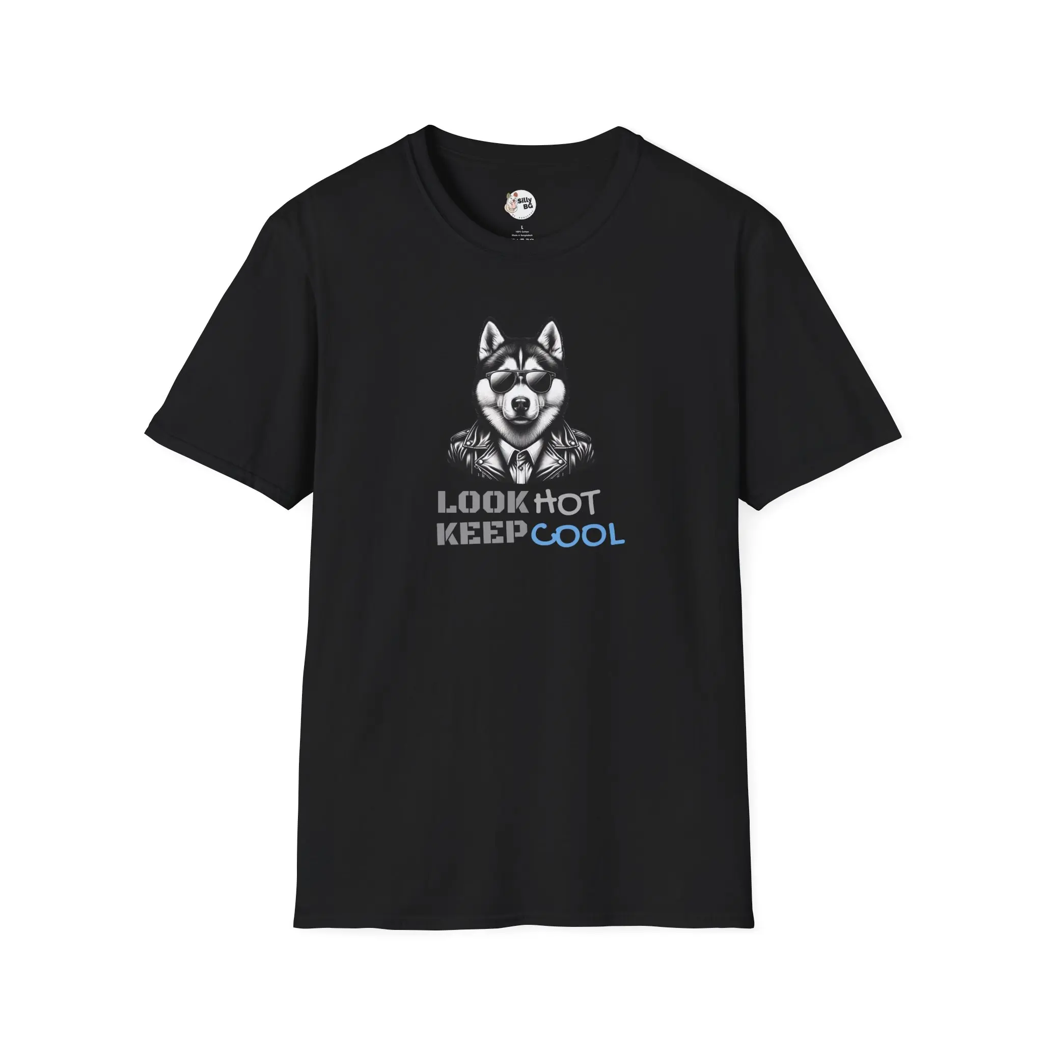 Cool Husky Unisex T-Shirt, Dog loves Hooman T-Shirt, Husky Tee, Dog Lover Gift, Pet Owner Shirt, Animal Graphic Top, Biker look Cotton Fabric Fit Womenswear