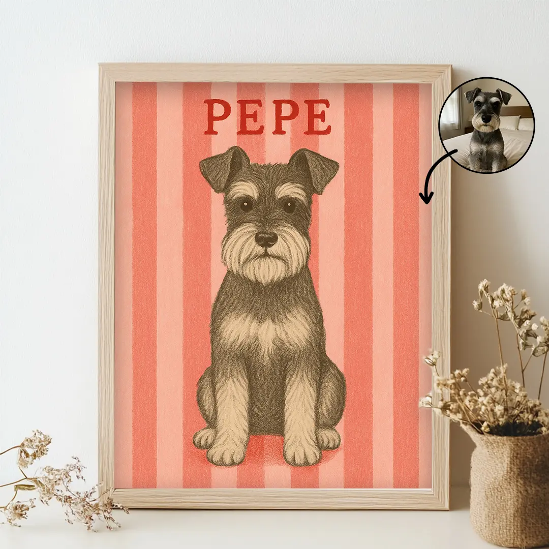 Custom Pet Portrait Print, Personalized Dog or Cat Artwork, Unique Pet Wall Art Gift, Handmade Style Painting on Canvas/Paper