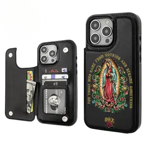 The Bible Virgin Mary Aesthetic Design Pattern Casing For iphone 17 16 15 14 13 12 PRO MAX PLUS,AIR Flaunt Mobile Phone Case TPU Pu Leather Card Holder Drop Protection Shockproof Protector Vintage unique Fashion Trend Anti-scratch Stylish Smartphone Cover