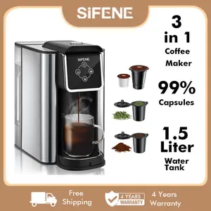 SIFENE 3-in-1 Single Serve Coffee Maker Compatible with K-Cup Pods, Ground Coffee & Loose Leaf Tea - 50oz Detachable Water Tank