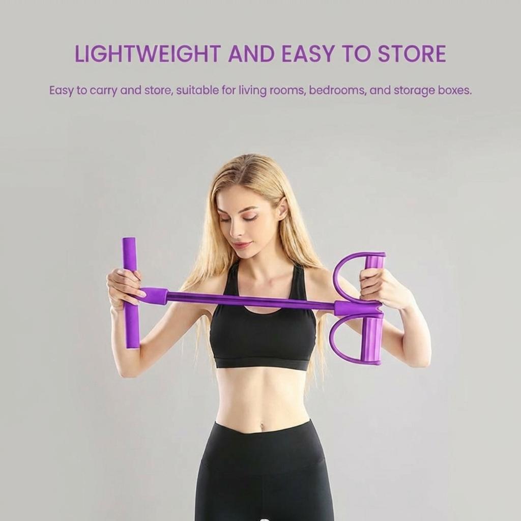 6-Tube Elastic Resistance Trainer with Foot Pedals – Portable, Stretchable & Simple to Use