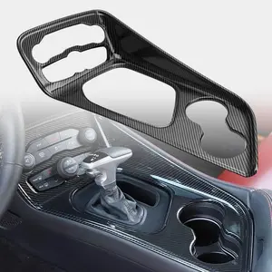 Carbon Fiber Black Accessory For Dodge Challenger 2015-2022 Center Console Gear Shift Panel Interior Decorative Cover Trim
