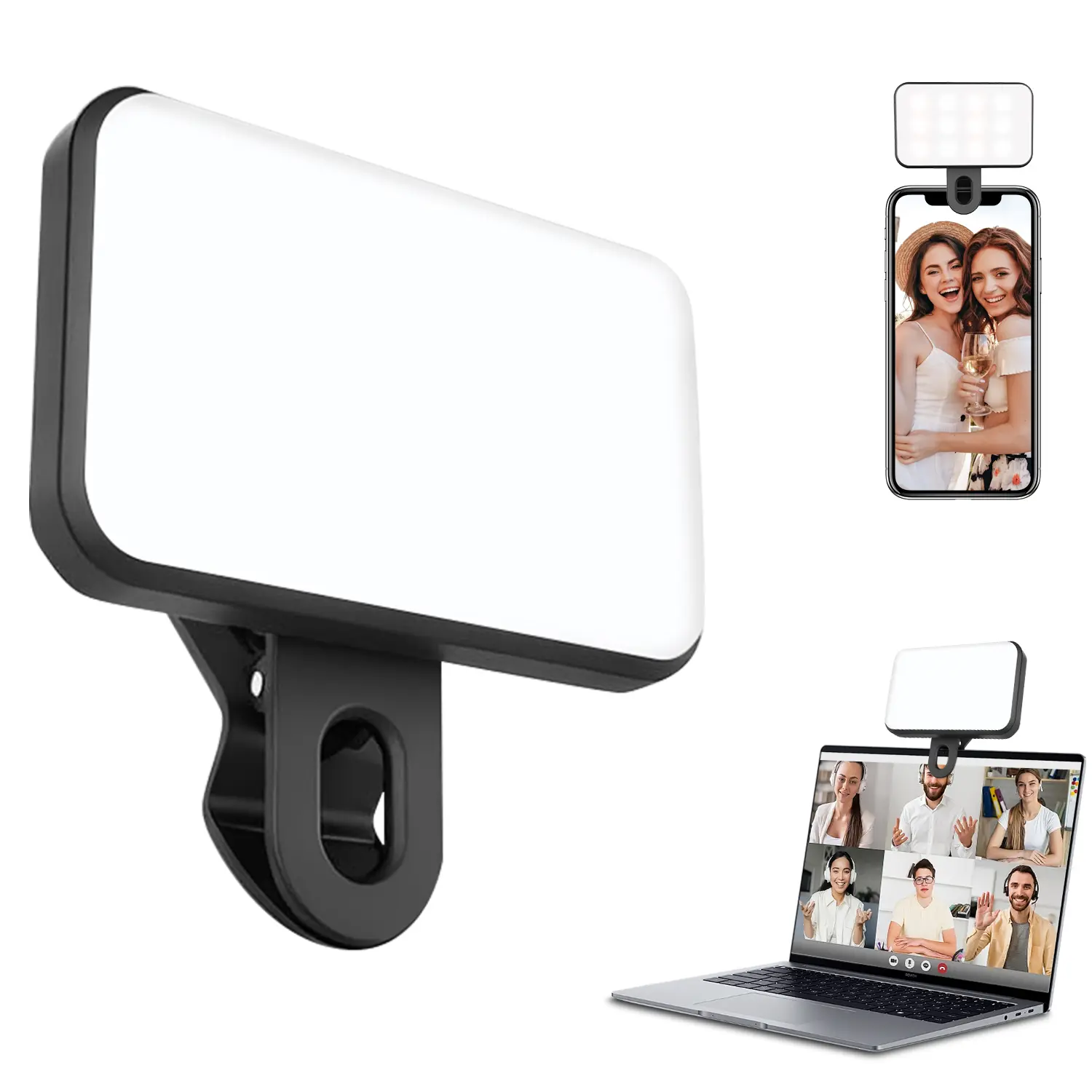 1 Pc LED Fill Light Selfie Light, LED Phone Light With 3 Lighting Mode, Portable Mini Clip-On Fill Light , Makeup, Live Stream, Zoom Conference Rechargeable Clip Video/Photos Light For Phone, Camera