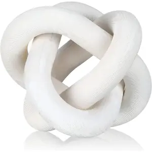 3 Link  Knot Decor - Hand Carved Coffee Table Decoration, Boho Chain Link Decor, Modern Shelf, Rustic Objects for Home Living Room Bedroom(White)
