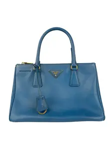 Pre-owned leather Shoulder Bags Prada Blue Saffiano Galleria 2Way Bag