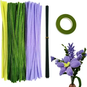 210 count Craft Pipe Cleaners Flower Set,Chenille Stem Pipecleaner Kit for Craft  Lily Bouquet Making,DIY Craft Projects and Holiday Decorations ( + Green)