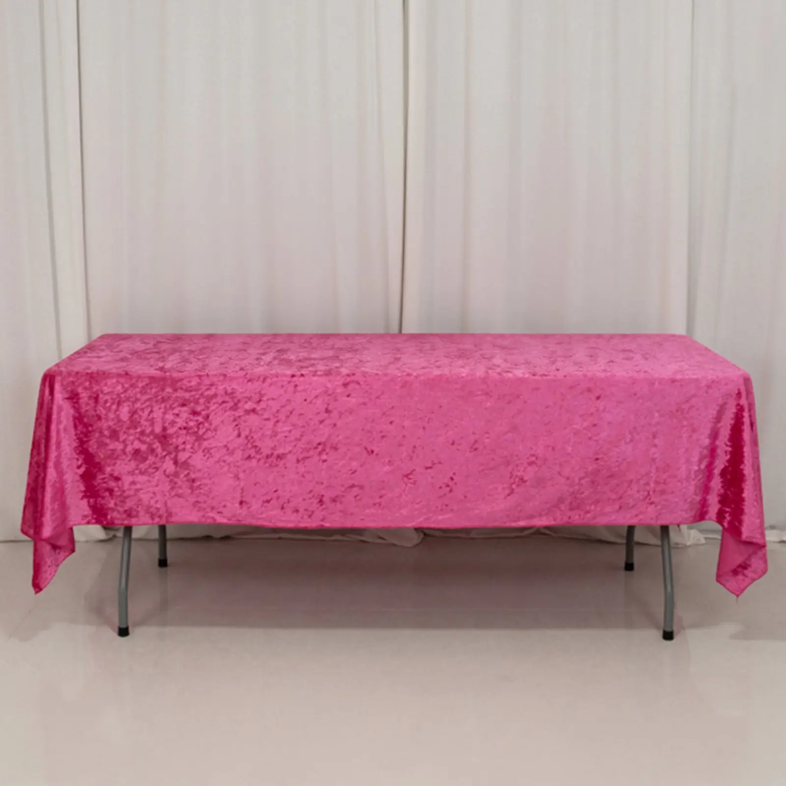 Premium Crushed Velvet Rectangle Tablecloth 60"x102" Fuchsia - Soft Textured Feel Reusable Table Cover