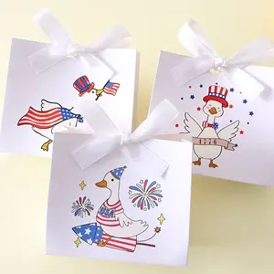 10/20 Independent Day Ribbon Gift Boxes, Three Duck Pattern Candy Bags, Essential Party Souvenirs, Sweet Treat Packaging