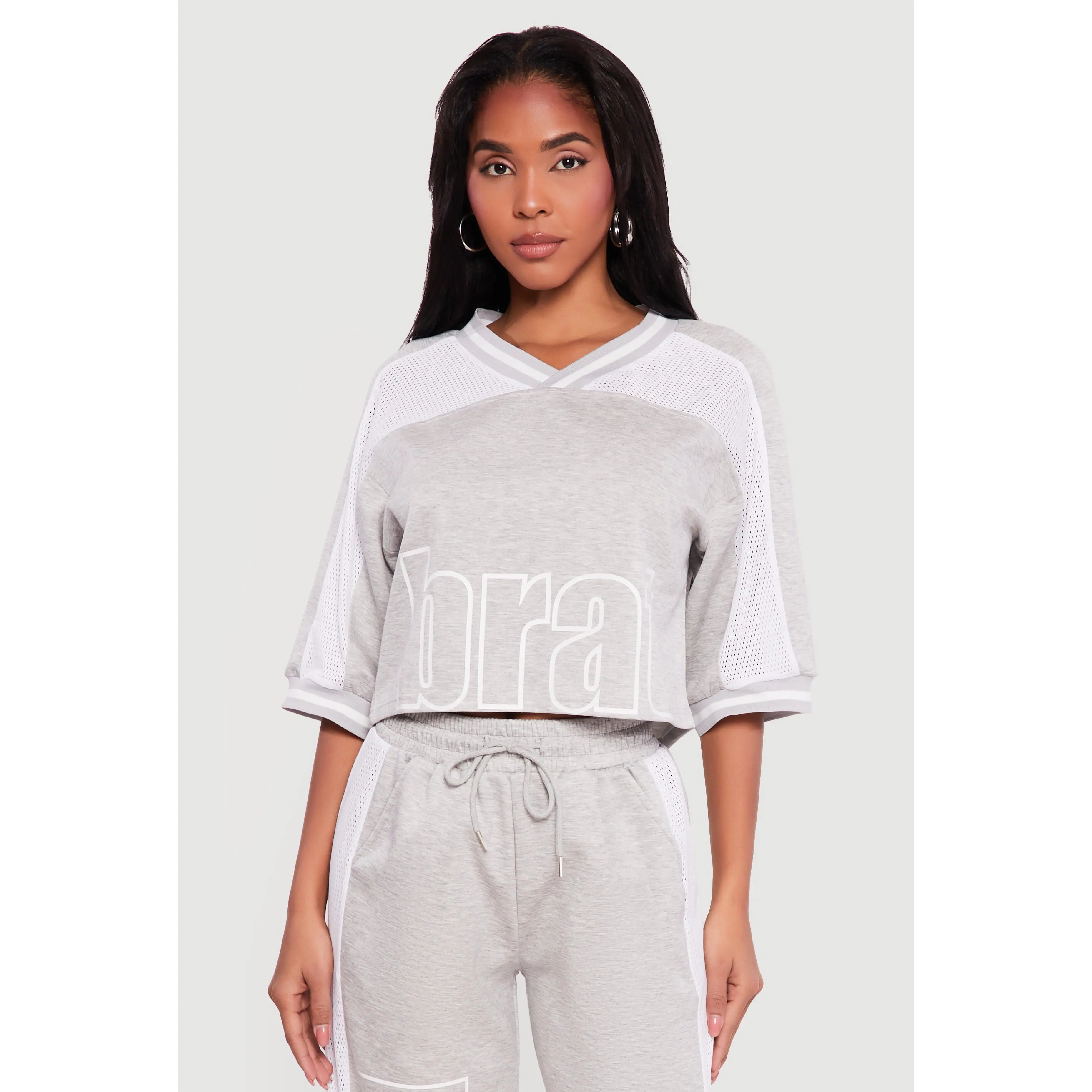 Brat Graphic Cropped Jersey Top